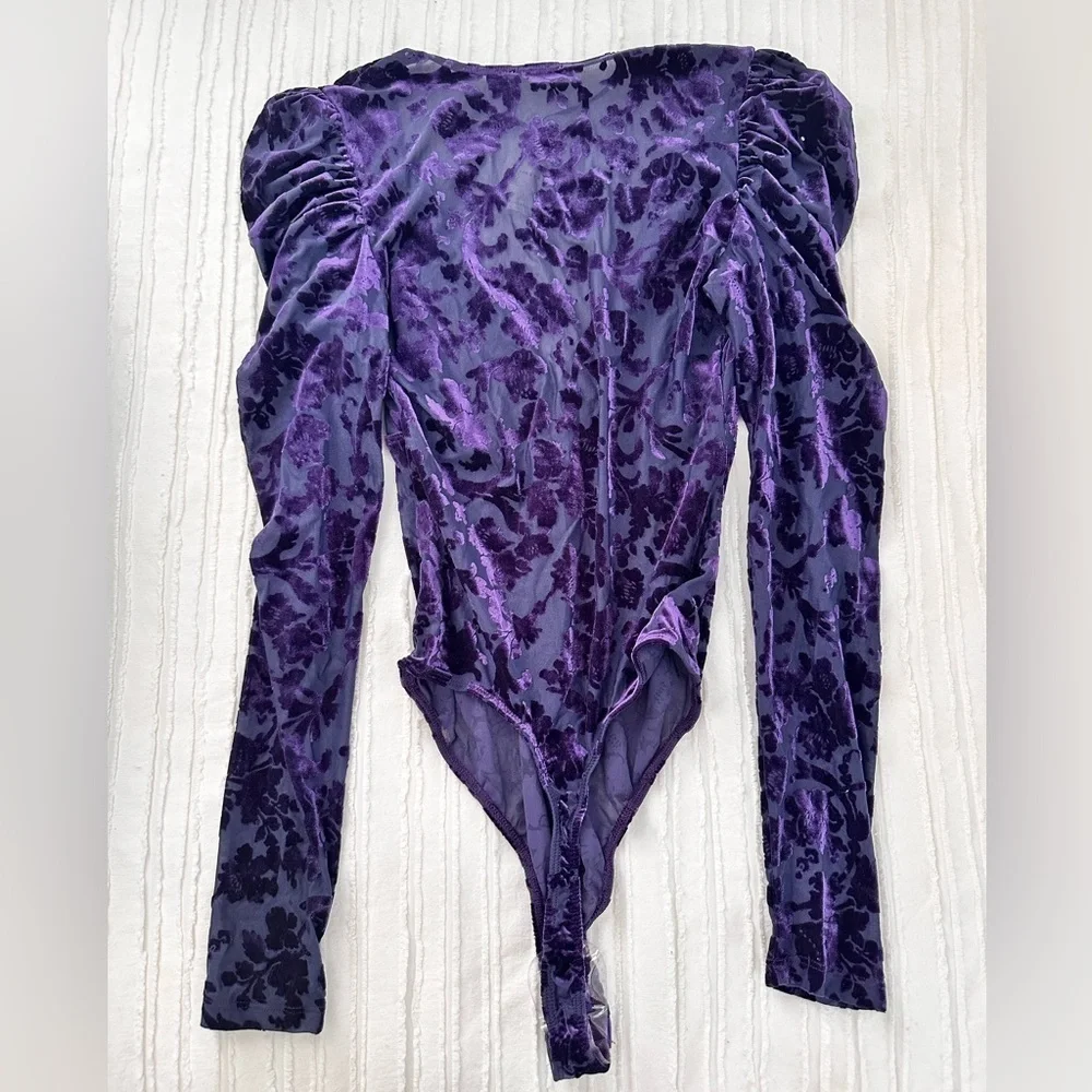 NWT Free People Magic Hour Velvet Bodysuit (Color Deep Sea Combo) Size XS